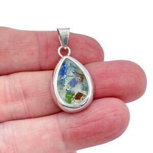 Vintage Sterling Silver 925 Dichroic Glass Pendant